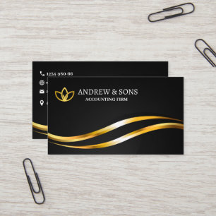 Affärskortet Svarta och Guld minimalistiska Elegan Visitkort