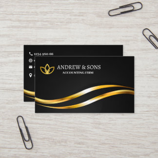 Affärskortet Svarta och Guld minimalistiska Elegan Visitkort