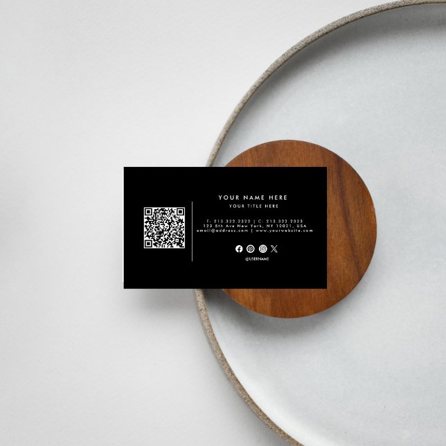 Affärskortet Svartvit professionell QR-kod Visitkort (Skapare uppladdad)
