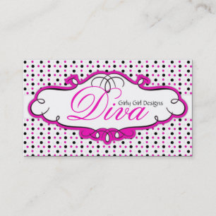 Affärskortet Svartvit/Rosa-vitpolka-punktsdesign Visitkort