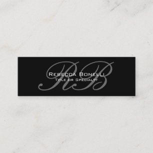 Affärskortet Svartvit slimmad skrift, monogram Mini Visitkort