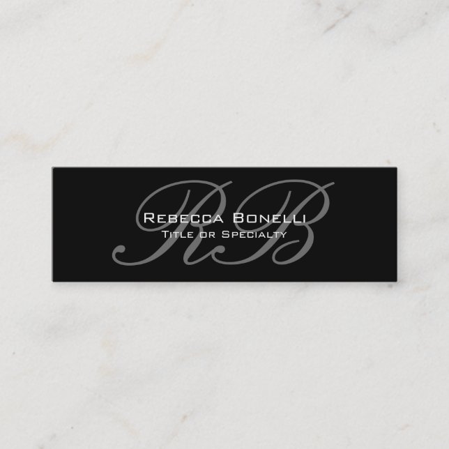 Affärskortet Svartvit slimmad skrift, monogram Mini Visitkort (Framsida)