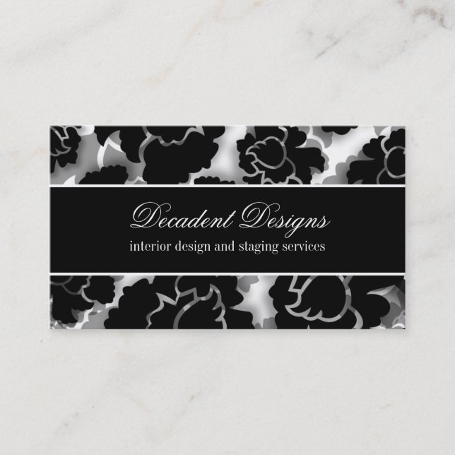Affärskortet Täck Blommigt Decadence (avläsning) Visitkort (Framsida)