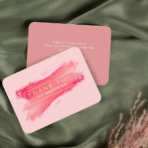 Affärskortet Tack och rabatt för rosa-pensel Visitkort