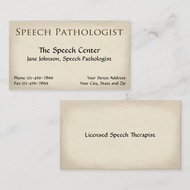 Affärskortet tal Patholog Therapist Visitkort (Fram/baksida)