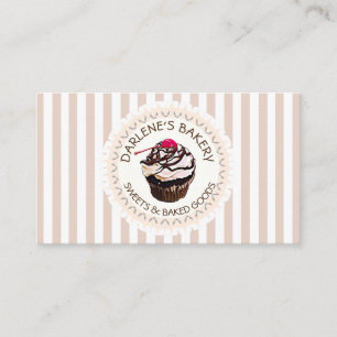 Affärskortet Tan &White Stripe Chocolate Cuptårta Visitkort