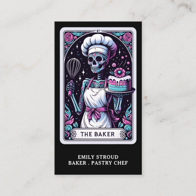 Affärskortet Tarot Baker Black Visitkort (Framsida)