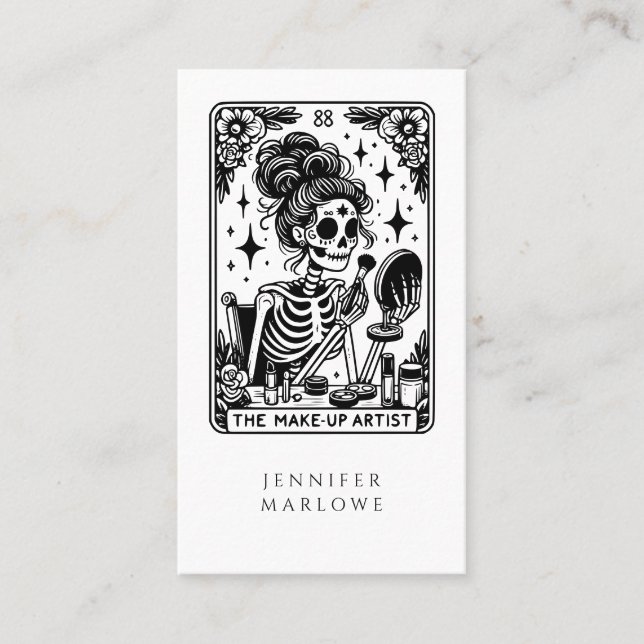 Affärskortet Tarot Makeup Artist Skeleton Visitkort (Framsida)