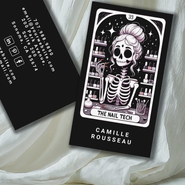 Affärskortet Tarot Nail Technician Black Visitkort (Skapare uppladdad)