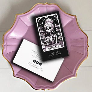 Affärskortet Tarot Nail Technician Black White Visitkort