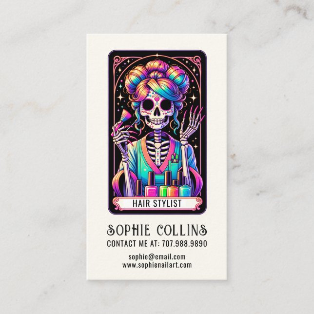 Affärskortet Tarot Theme Hair Stylist Art Visitkort (Framsida)