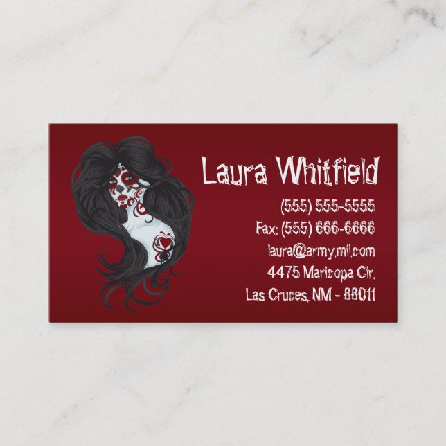 Affärskortet Tatto Day of the dead Sugar Skull Visitkort (Framsida)