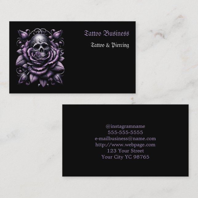 Affärskortet Tattoartist salon Visitkort (Fram/baksida)