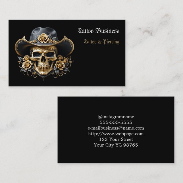 Affärskortet Tattoartist salon Visitkort (Fram/baksida)