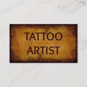 Affärskortet Tattoo Artist Antique Wood Visitkort