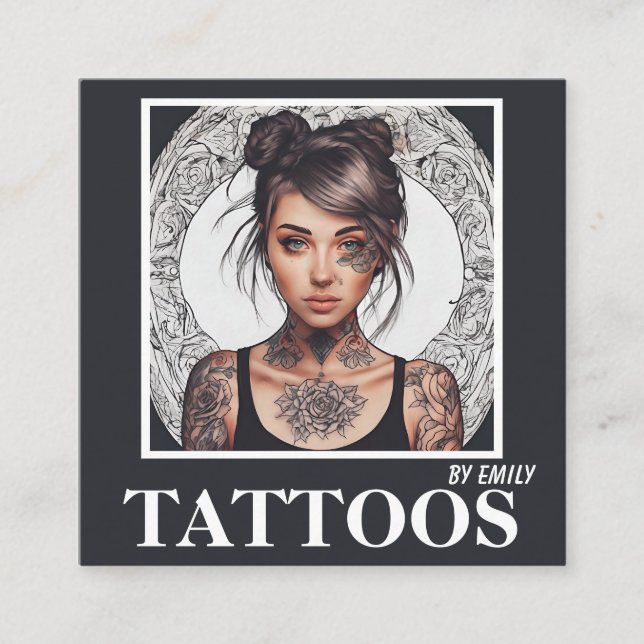 Affärskortet Tattoos Artist Graphic Fyrkantigt Visitkort (Framsida)