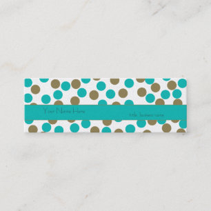 Affärskortet Teal Blue&Tan Polka-punkt för smala Mini Visitkort