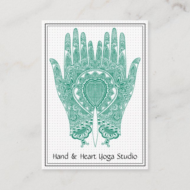 Affärskortet Teal Henna Händer Yoga Studio  Visitkort (Framsida)