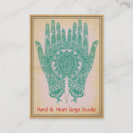 Affärskortet Teal Henna Händer Yoga Studio  Visitkort