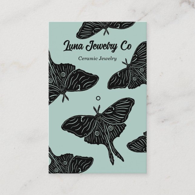 Affärskortet Teal Mystical Luna Moth Jewelry Pin Visitkort (Framsida)