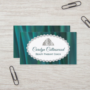 Affärskortet Teal Satin Beauty Skönhetstävling Coa Visitkort