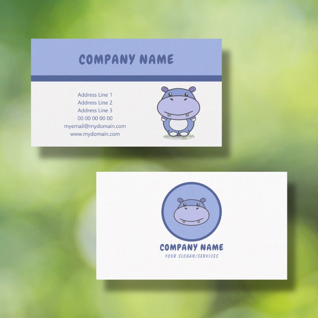 Affärskortet tecknad Cute Hippo Visitkort (Cute Hippo Business Card)