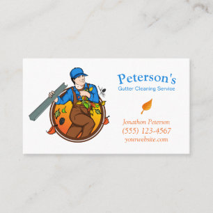 Affärskortet tecknad Gutter Städning service Guy Visitkort