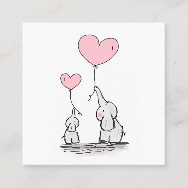 Affärskortet Telefonkort Cute Elephants Fyrkantigt Visitkort (Framsida)
