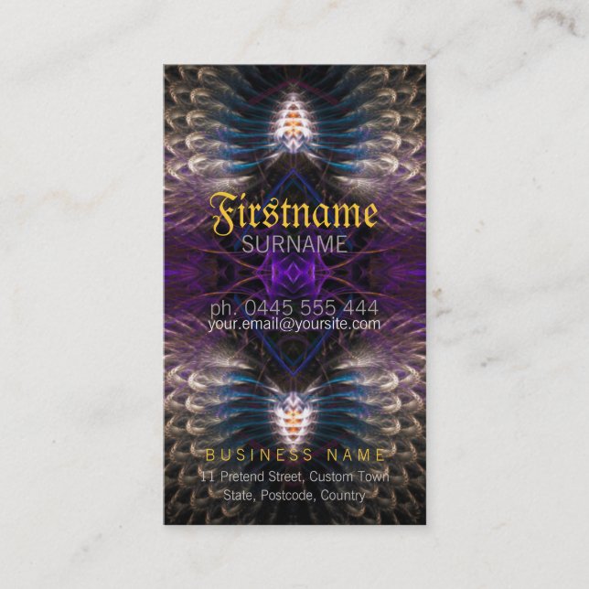 Affärskortet Temple Fractal Feathers Visitkort (Framsida)