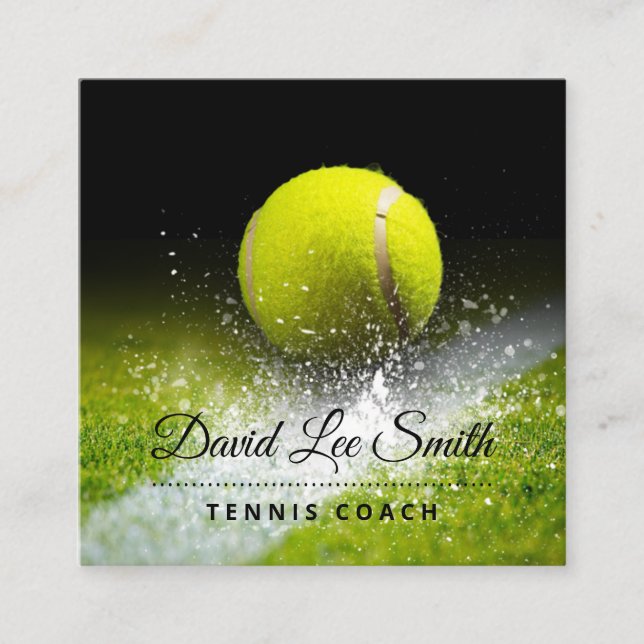 Affärskortet Tennis Coach Square Fyrkantigt Visitkort (Framsida)