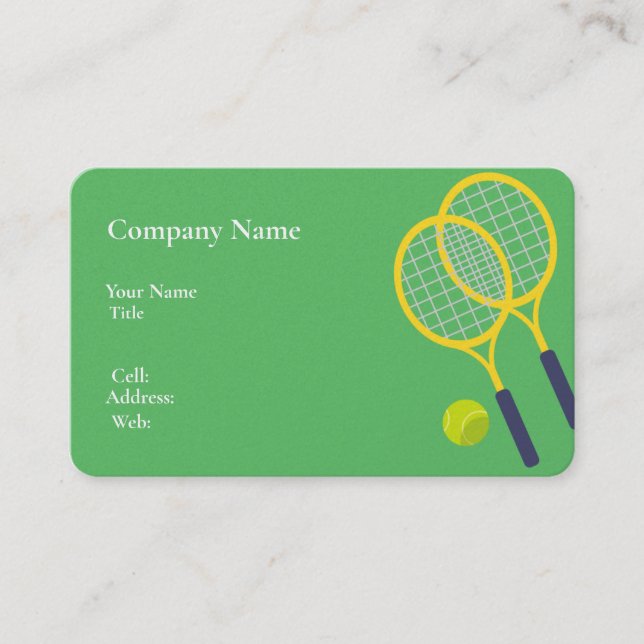 Affärskortet tennis för grundläggande vit mall visitkort (Framsida)