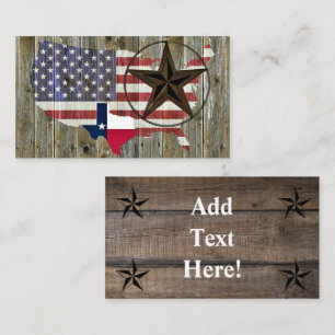 Affärskortet Texas Lone Star Statlig flagga Karta Visitkort