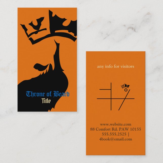 Affärskortet Throne Black på Orange Visitkort (Fram/baksida)