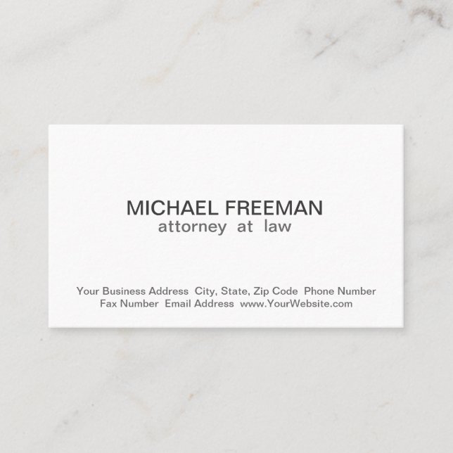 Affärskortet Traditional Chic White Attorney Visitkort (Framsida)