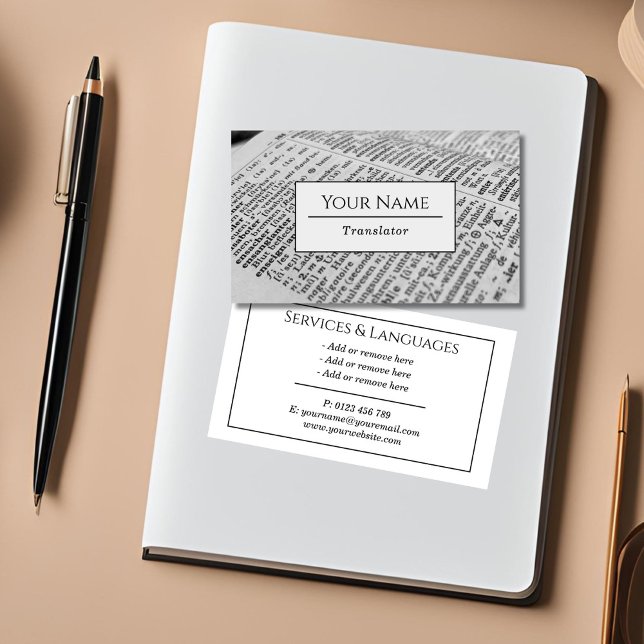 Affärskortet Translator Modern Typography Classic Visitkort (These simple, elegant business cards are perfect for translator, writer or language teacher.)