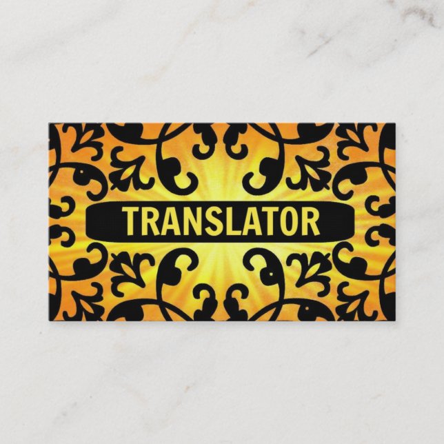 Affärskortet Translator Sunshine Damask Visitkort (Framsida)
