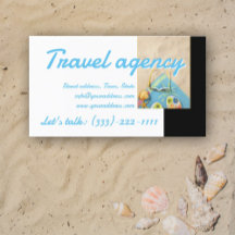 Affärskortet Travel Agency Beach Time Black White