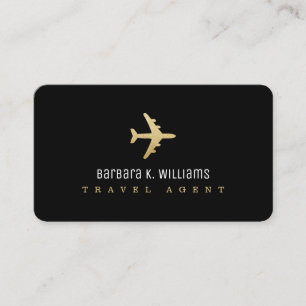 Affärskortet Travel Agent Black med ett flygplan Visitkort