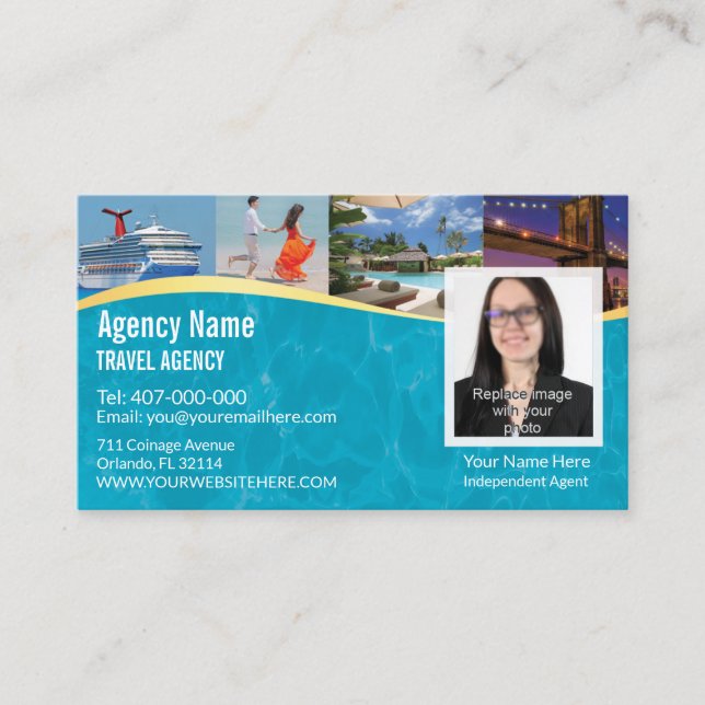 Affärskortet Travel Agent - fotomall Visitkort (Framsida)