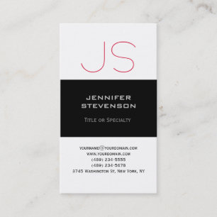Affärskortet Trendig Black White Red Monogram Visitkort