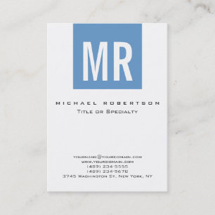 Affärskortet trendig Blue Snyggt Monogram White Visitkort
