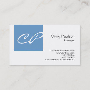 Affärskortet trendig Blue White Modern Monogram Visitkort