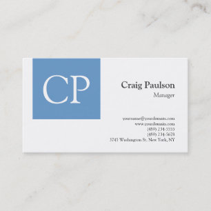 Affärskortet trendig Blue White Modern Monogram Visitkort