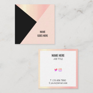Affärskortet Trendig Geometric Guld Rosa Square Fyrkantigt Visitkort