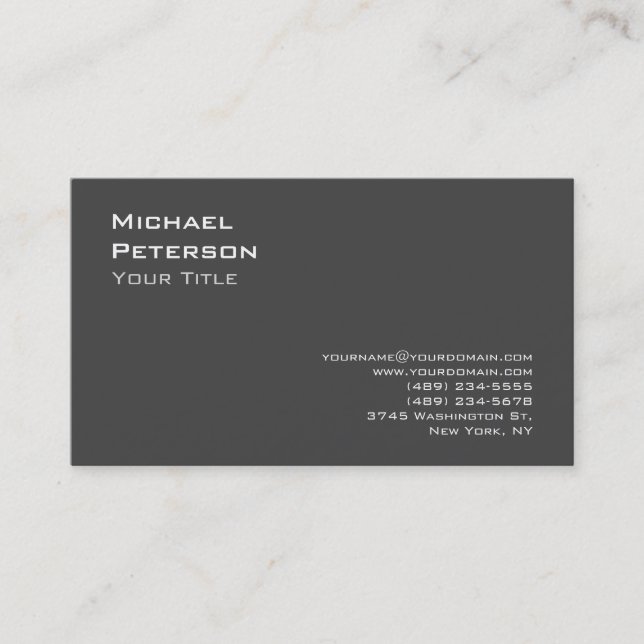 Affärskortet trendig Grått Modern Snyggt Visitkort (Framsida)