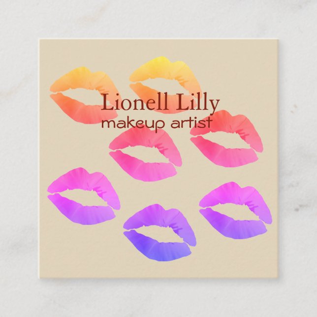 Affärskortet trendig Makeup Artist Square Fyrkantigt Visitkort (Framsida)