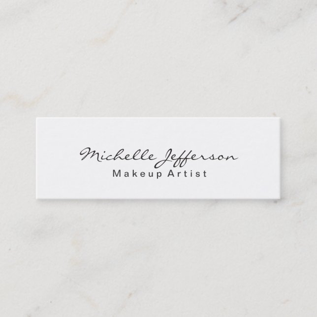 Affärskortet trendig Makeup Artist White Script Mini Visitkort (Framsida)