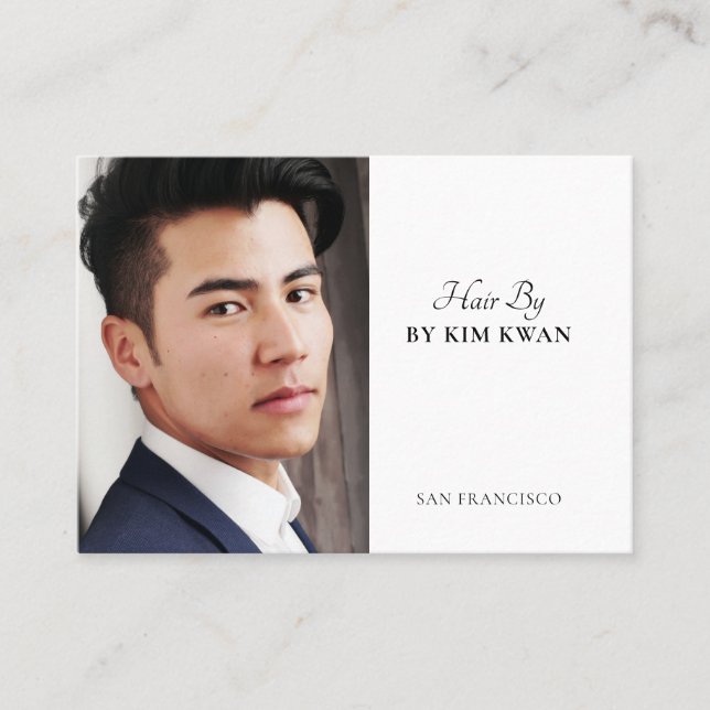 Affärskortet trendig Modern Hair Stylist Photo  Visitkort (Framsida)