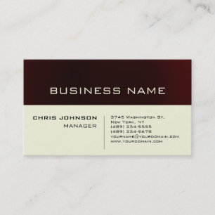 Affärskortet trendig Mörk Red Beige Charm Manager Visitkort