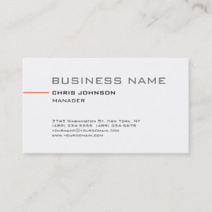 Affärskortet trendig Simple Plain White Manager Visitkort